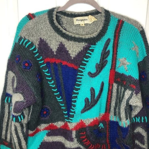 Vintage Wool Blend Printed Crewneck Sweater medium - Picture 2 of 5